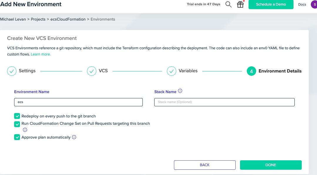 Deploy AWS ECS Resources with CloudFormation and env0