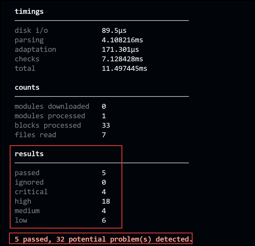 tfsec output scan summary