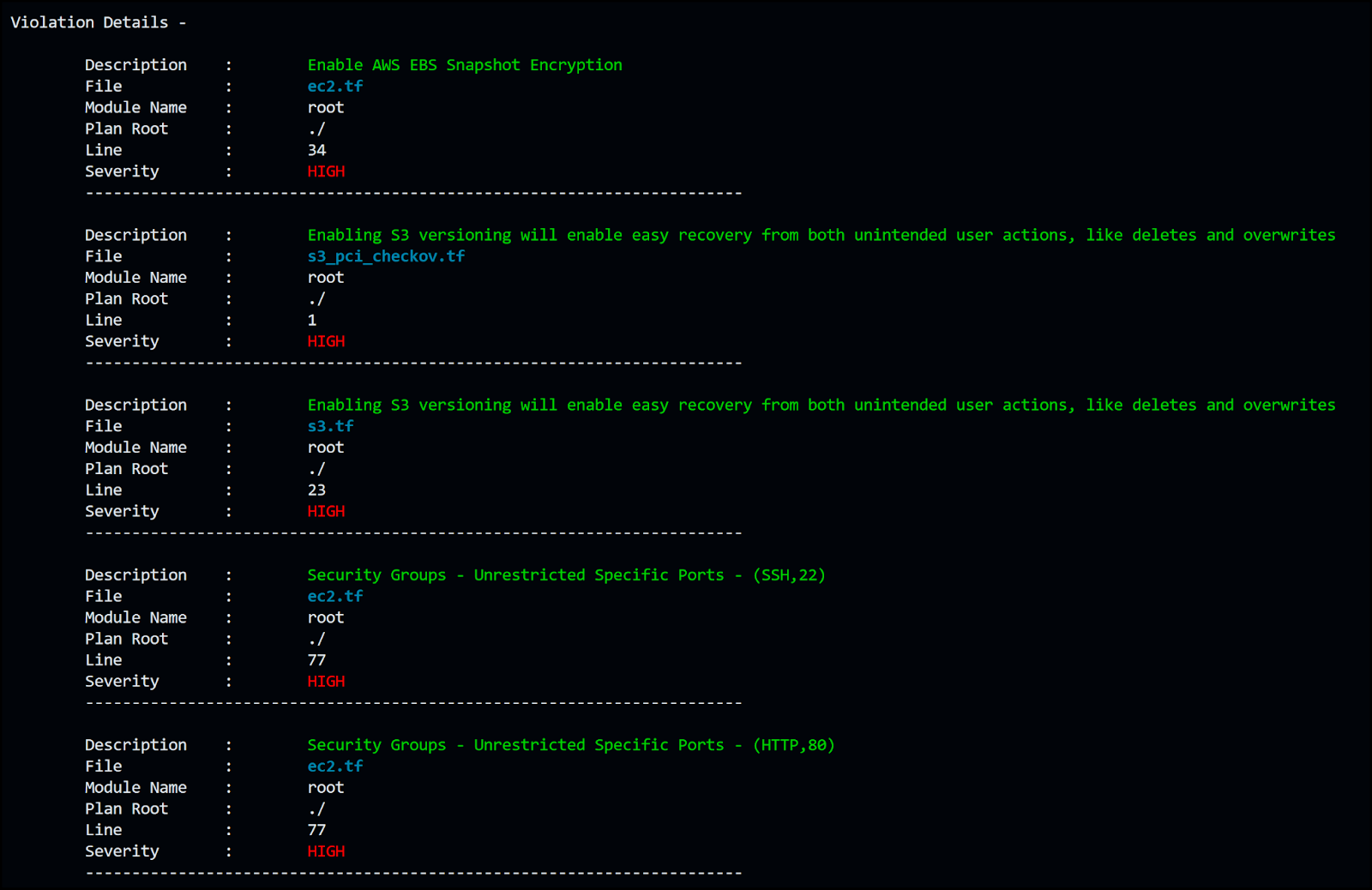 terrascan output