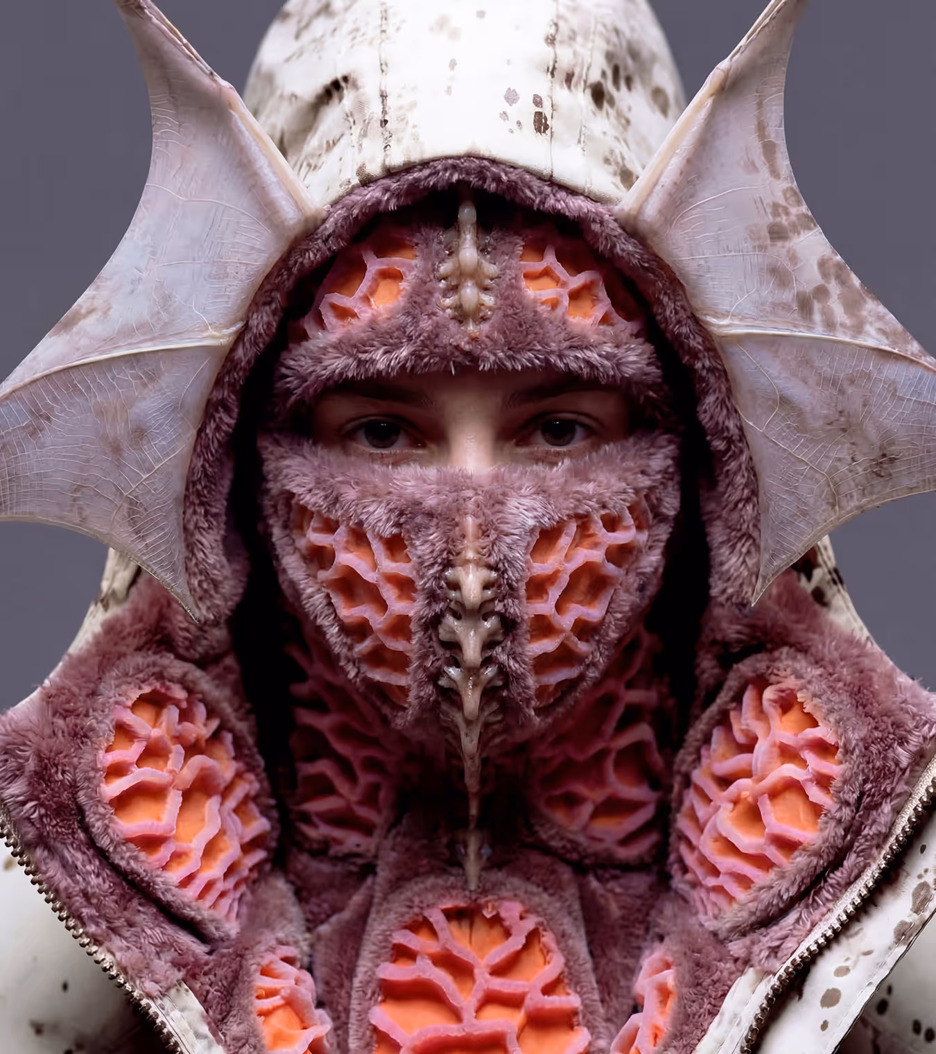 A half man half fish looking creature wearing a Stone island jacket.