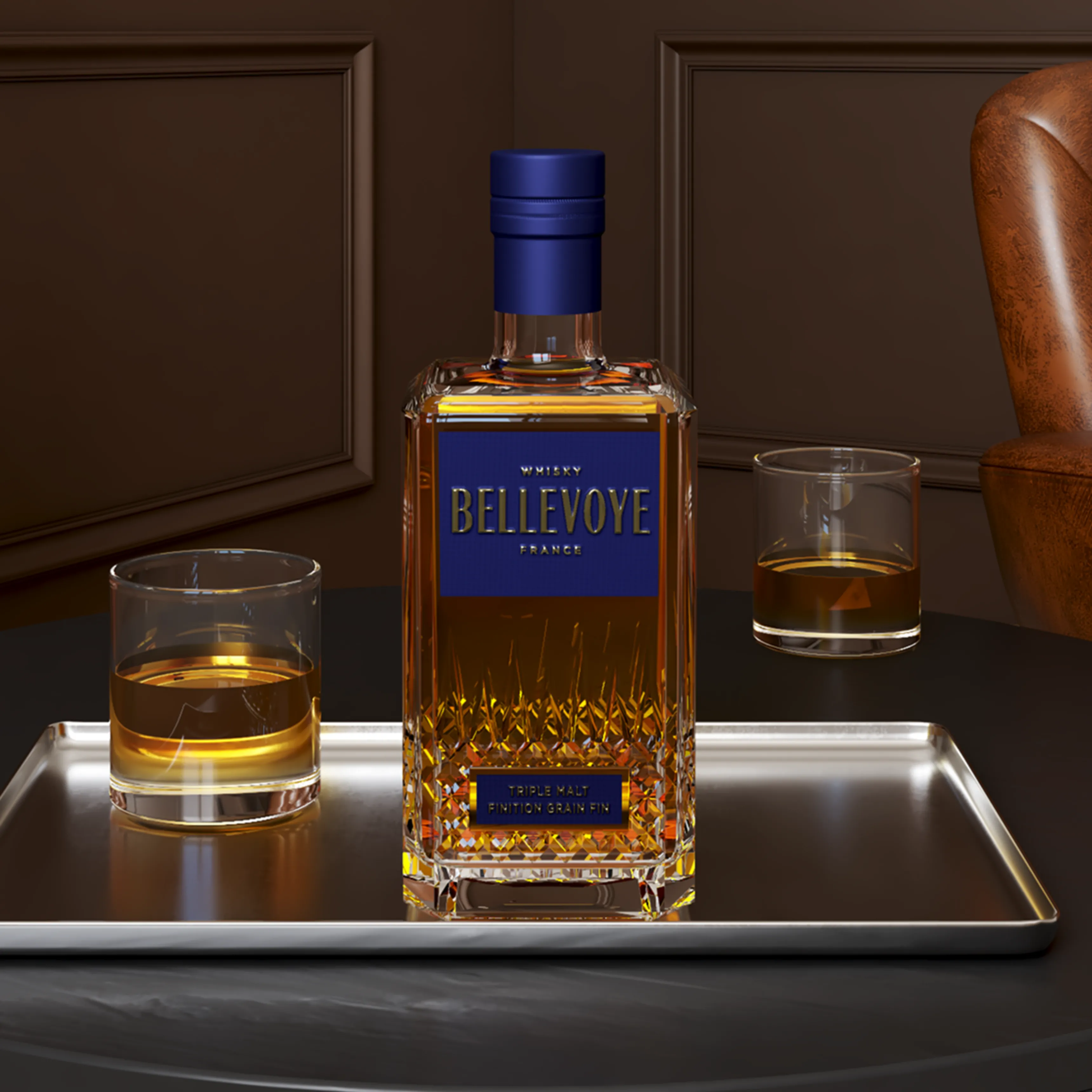 3D scene of a bottle of alcohol