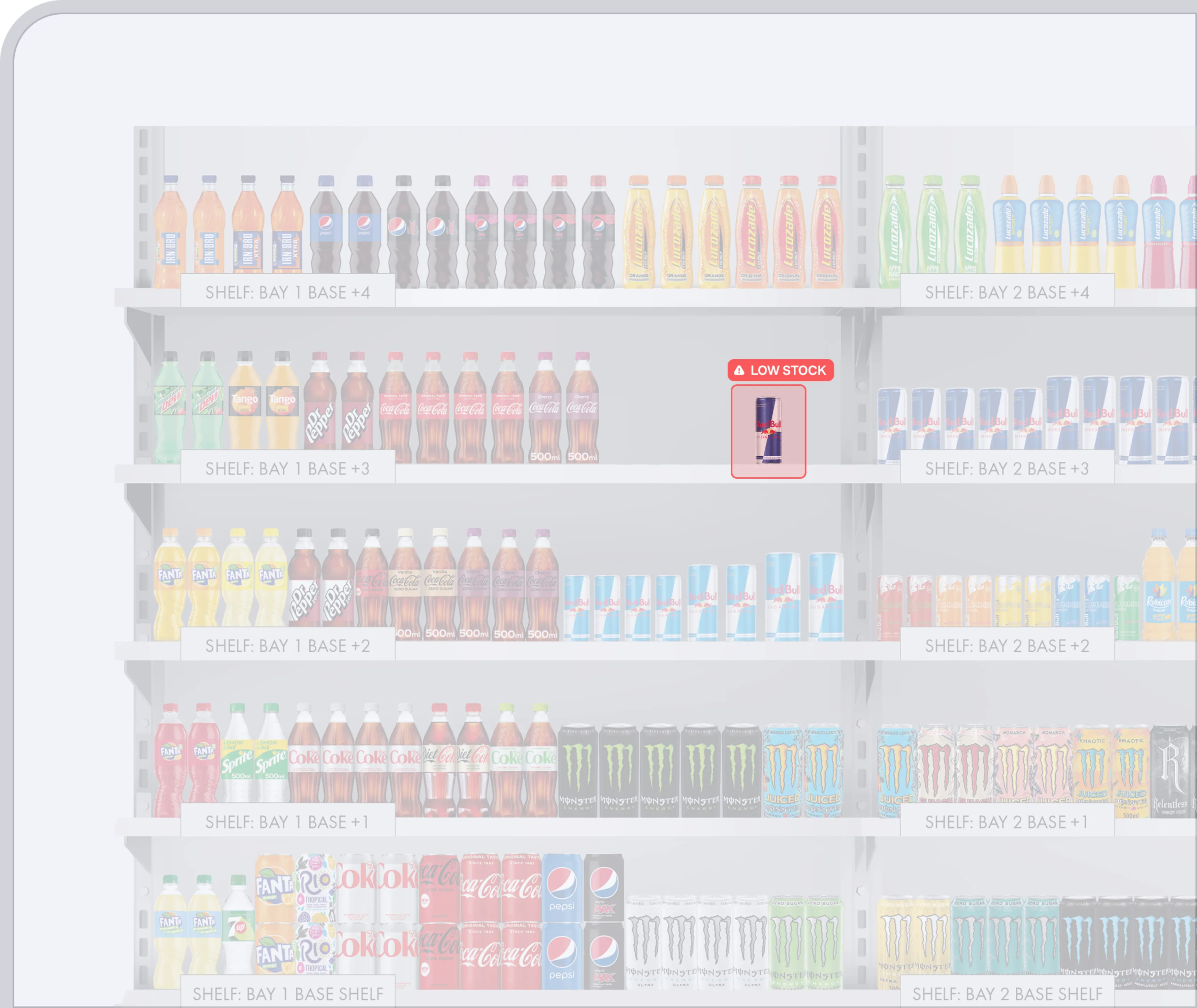 Supermarket shelf with low stock item