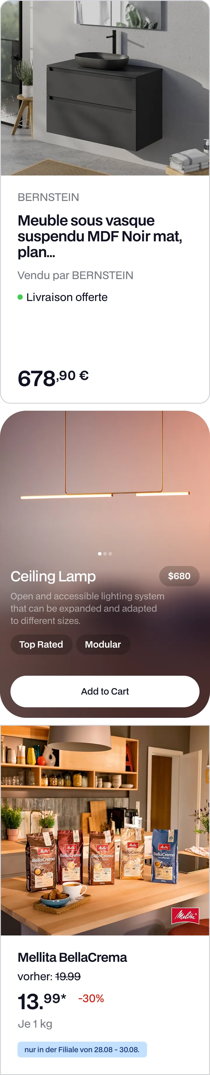 Examples of product pages with 3D generated images