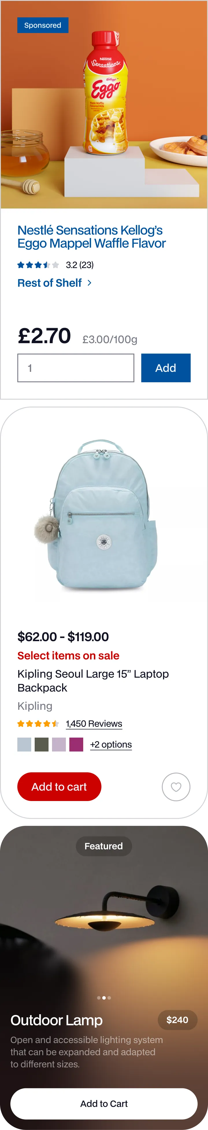 Examples of product pages with 3D generated images