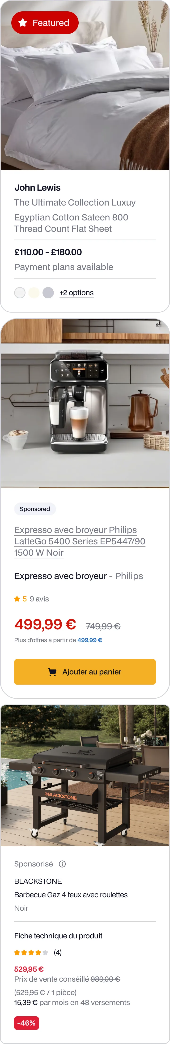 Examples of product pages with 3D generated images