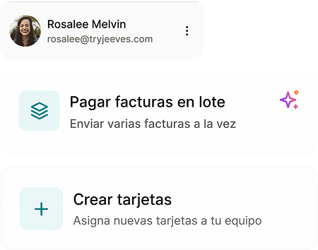Perfil, pagar facturas en lote y crear tarjetas
