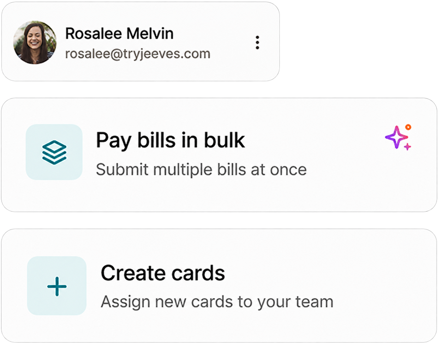 Profile, pay bills in bulk and create cards