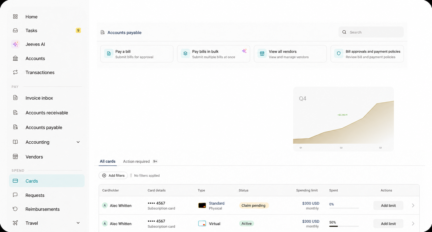 Jeeves financial dashboard