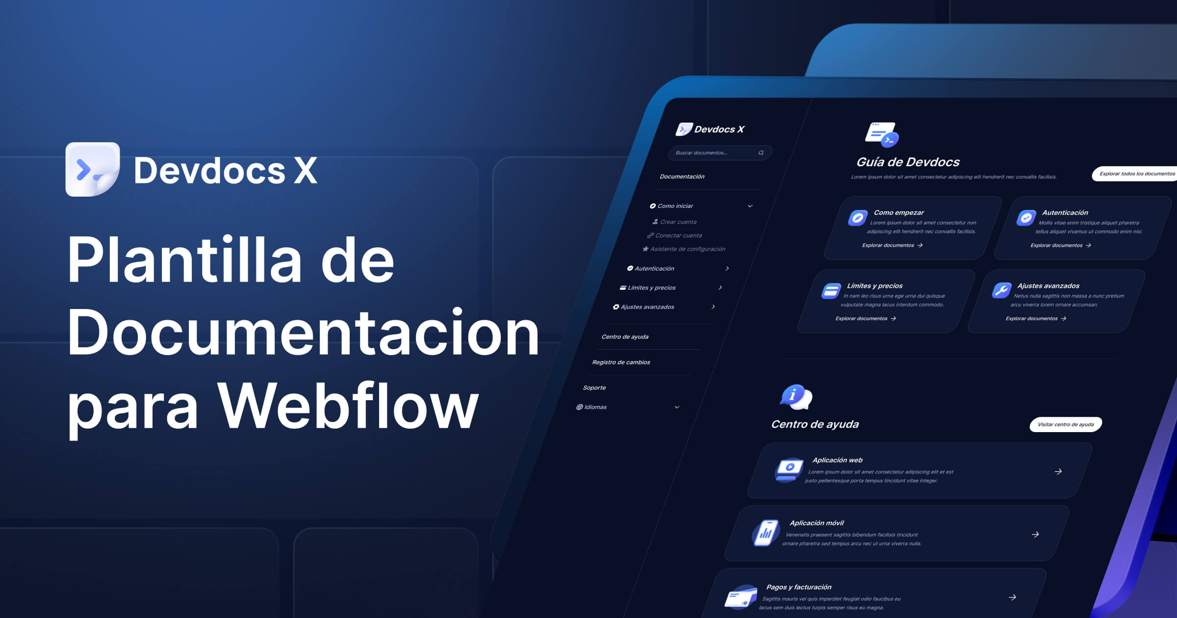 Devdocs x plantilla de sitio web para webflow
