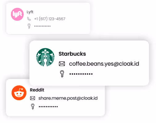 Image of passwords saved using Cloaked