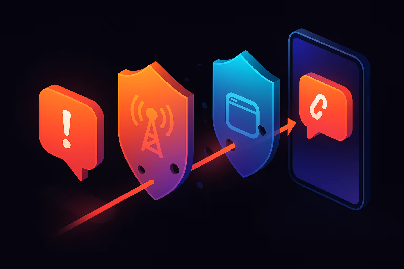 Phishing SMS slipping through three weakened security shields to reach a smartphone