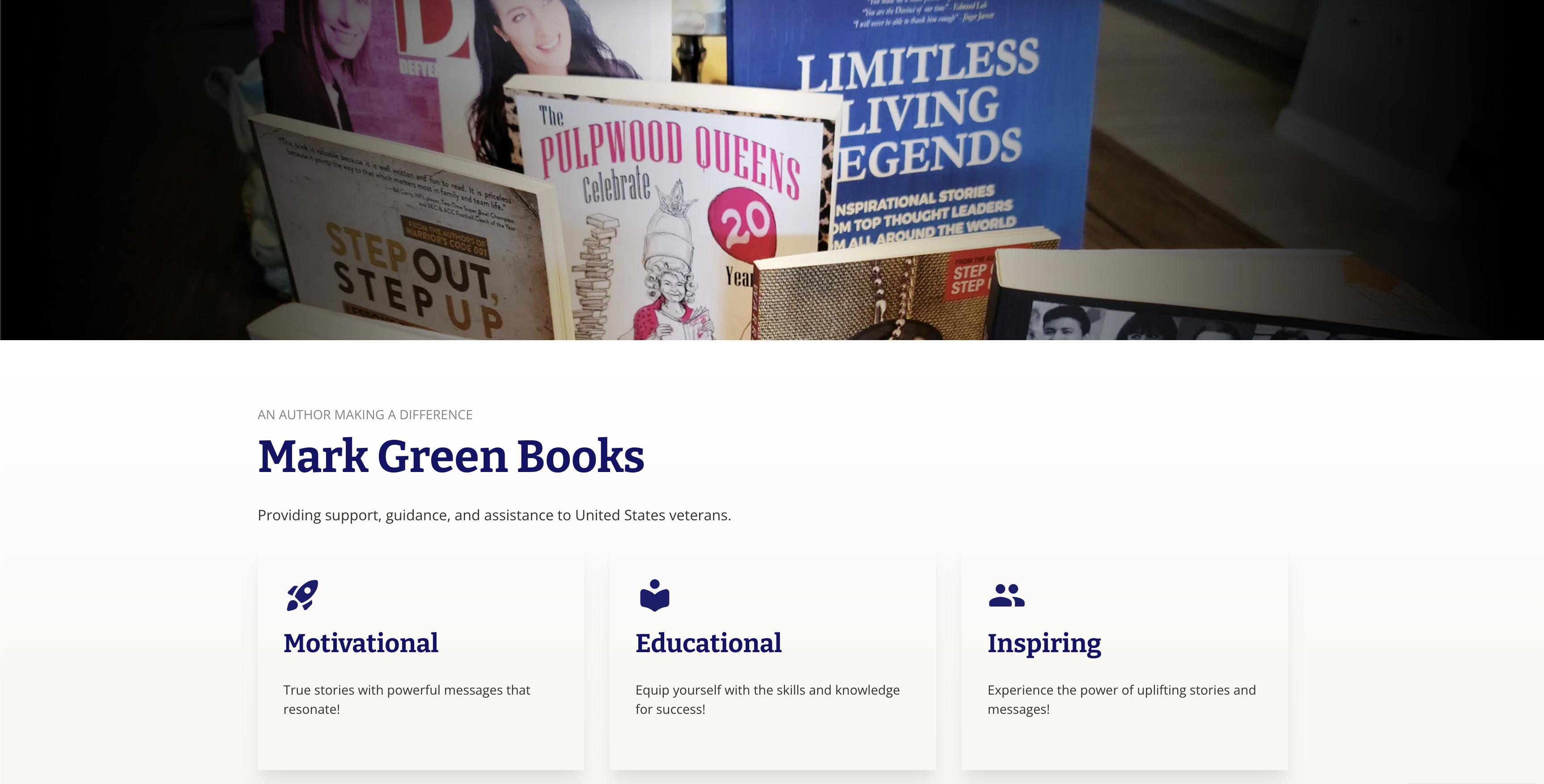 Screenshot of Mark Green Books Website