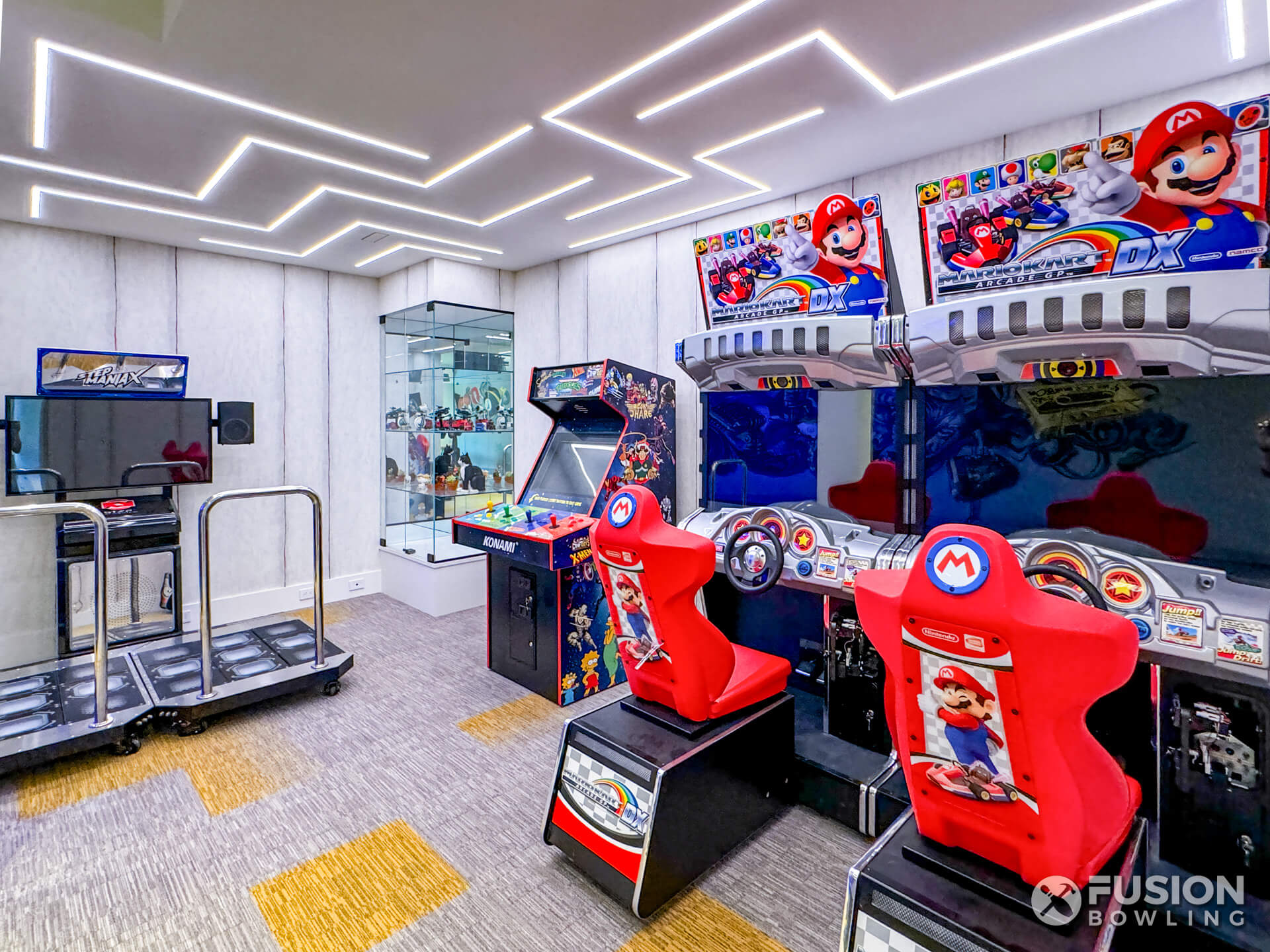 Video arcade machines.