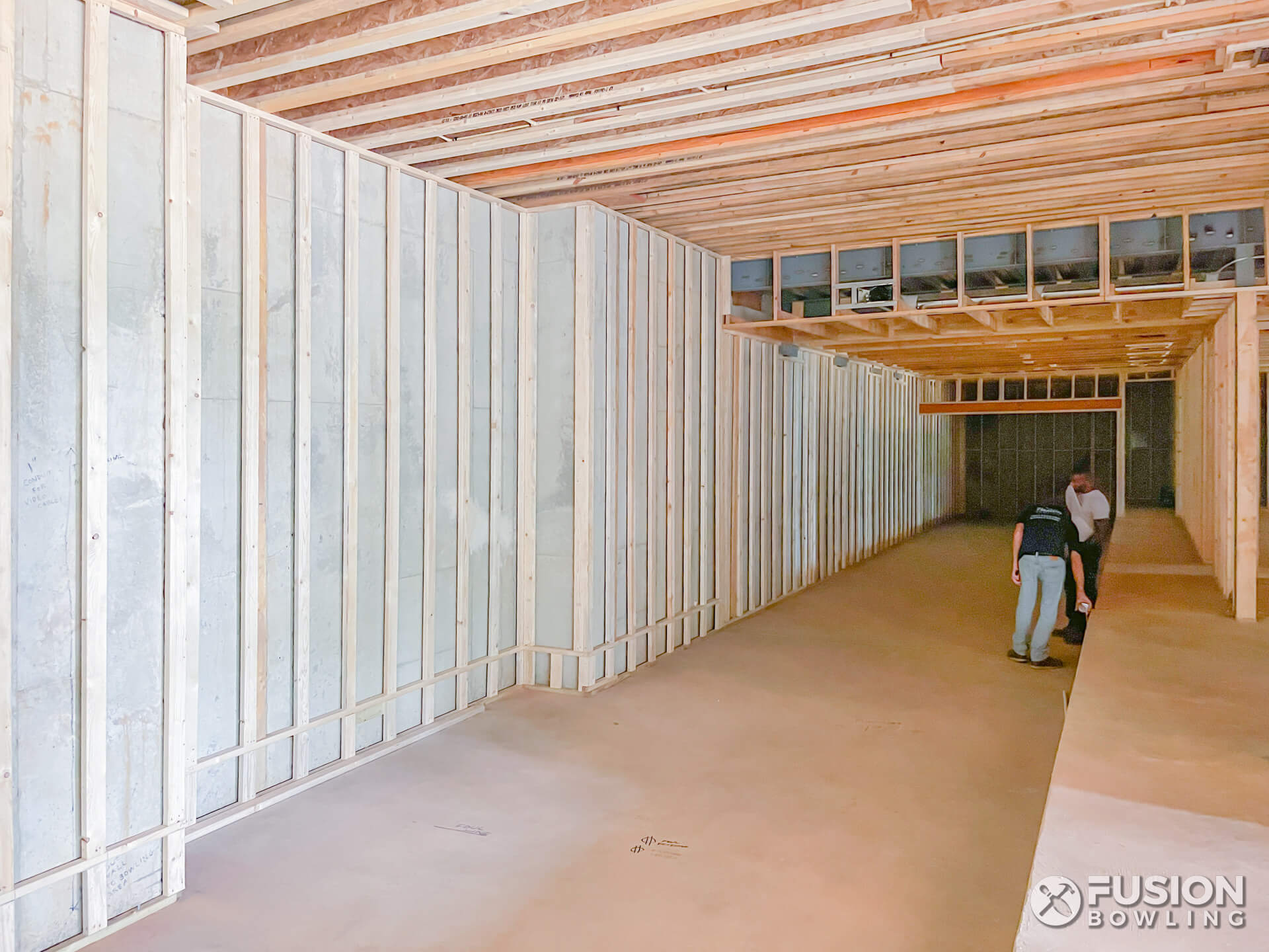 Home bowling alley room under construction near DC.