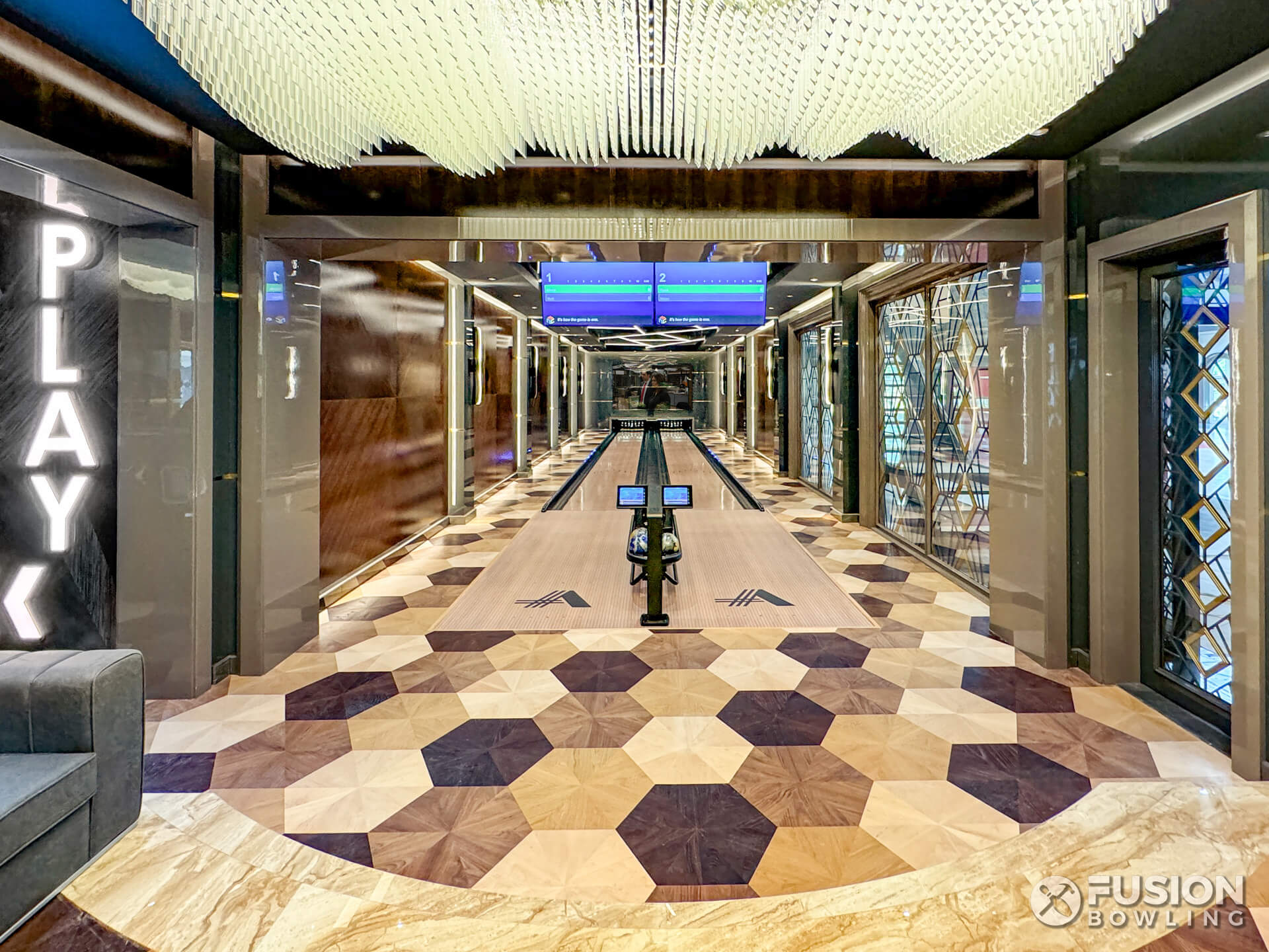 Bowling alley installed in a private home in south Florida near Miami.