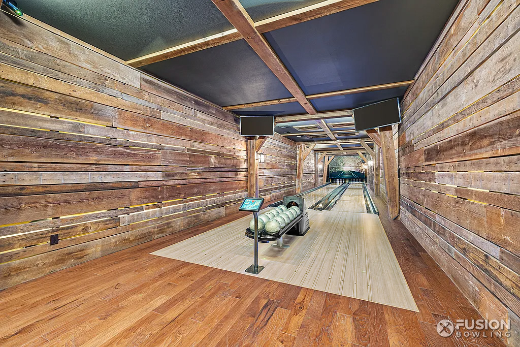 Montana bowling alley builder Fusion Bowling installed this 2-lane residential private custom bowling amenity.