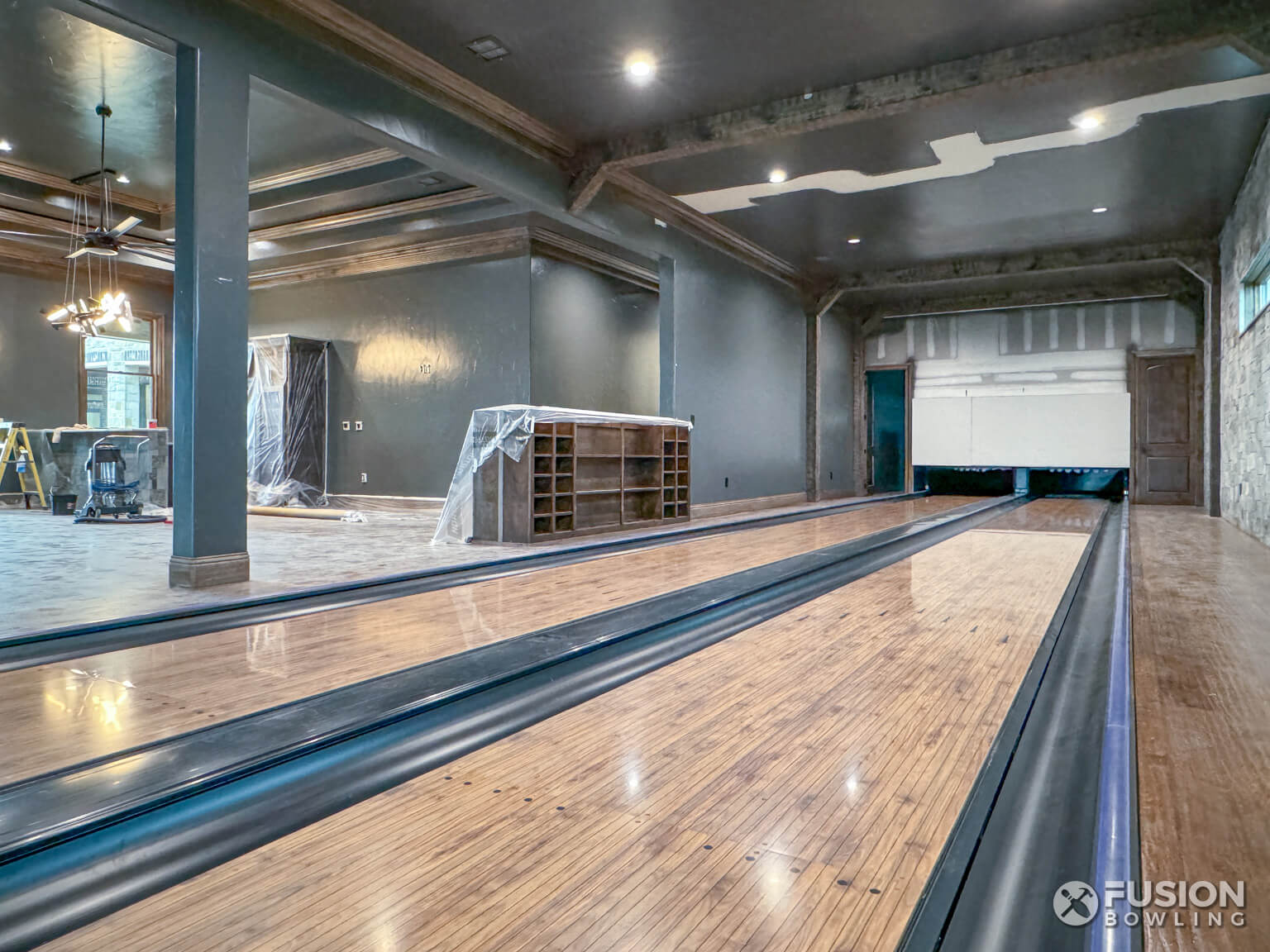 Indoor private custom bowling alley lanes in Texas.