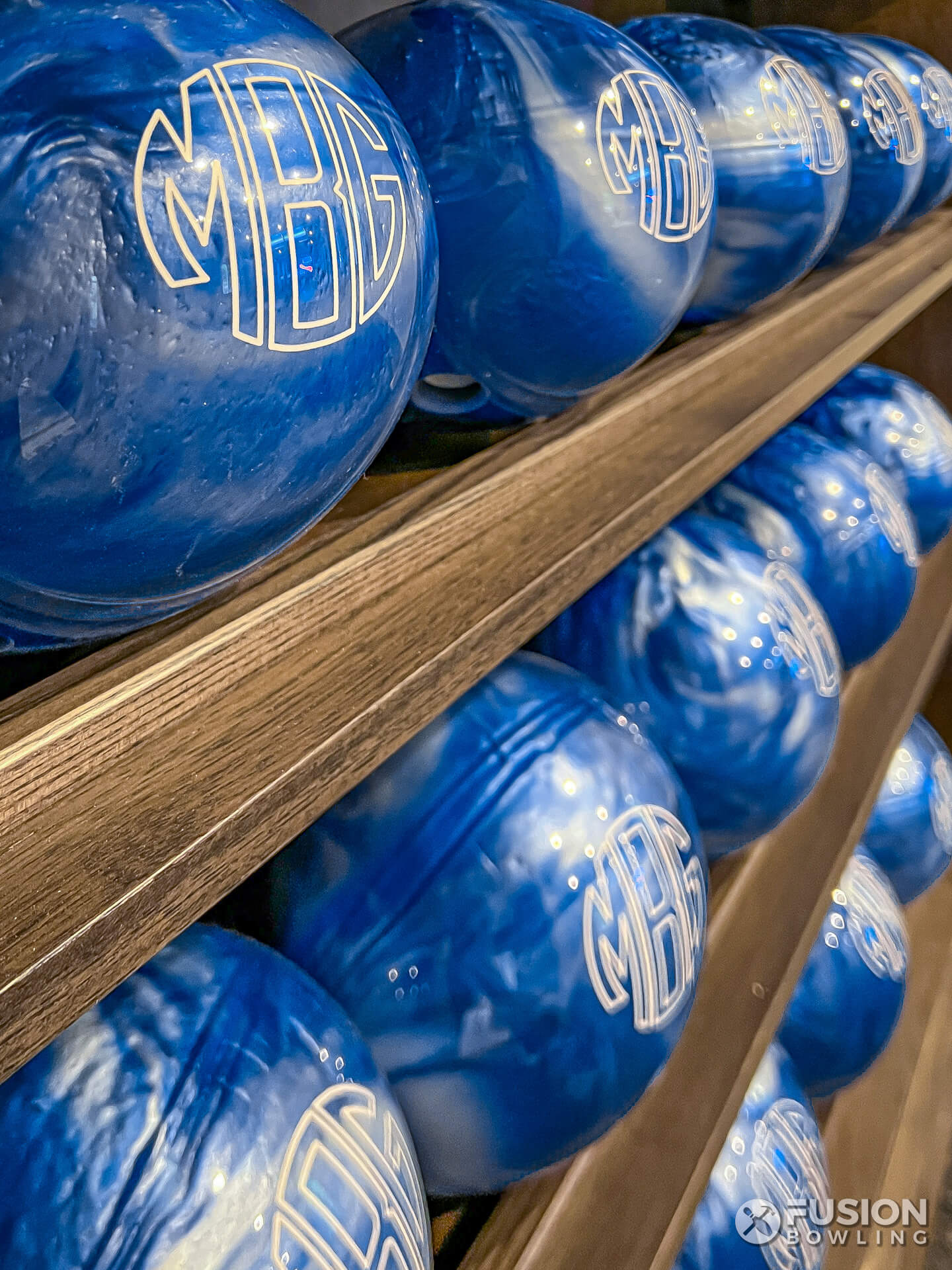 Custom bowling balls with the homeowner's unique monogram logo.