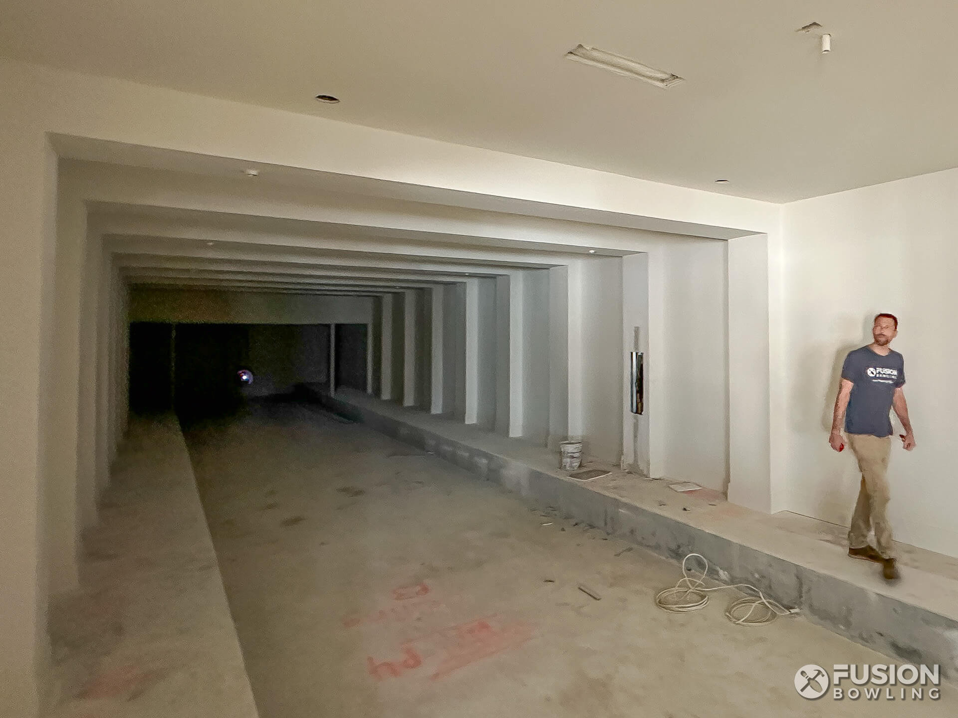 Private bowling alley room under construction.