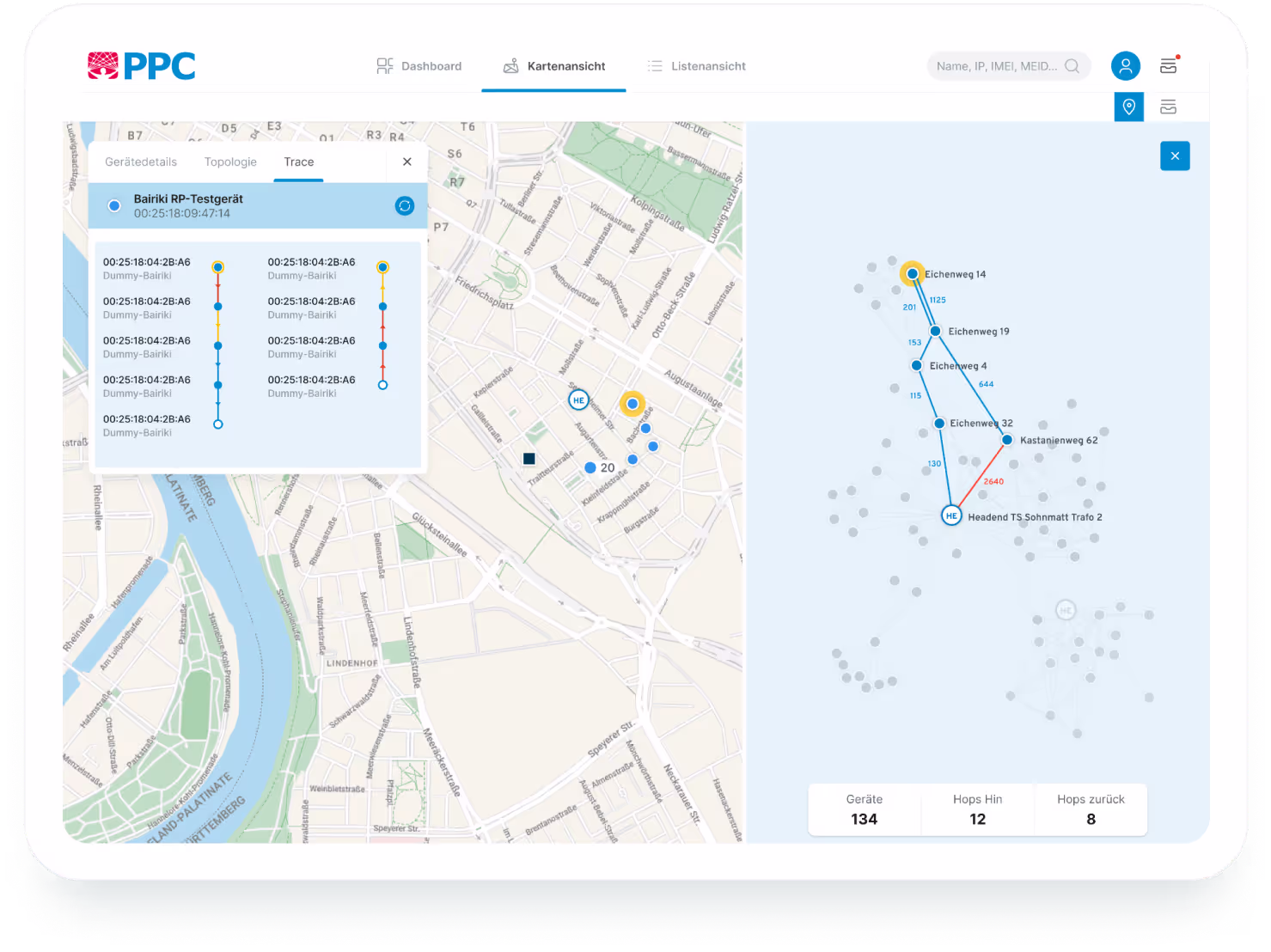iPad-Mockup mit der Browseranwendung des PPC NMS