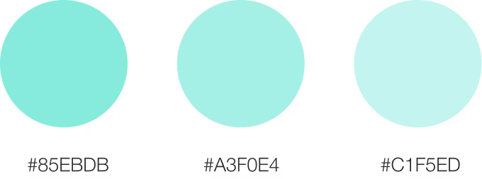 Primärfarben des CleverReach-Corporate-Designs in Türkis- und Minttönen: #85EBDB, #A3F0E4, #C1F5ED