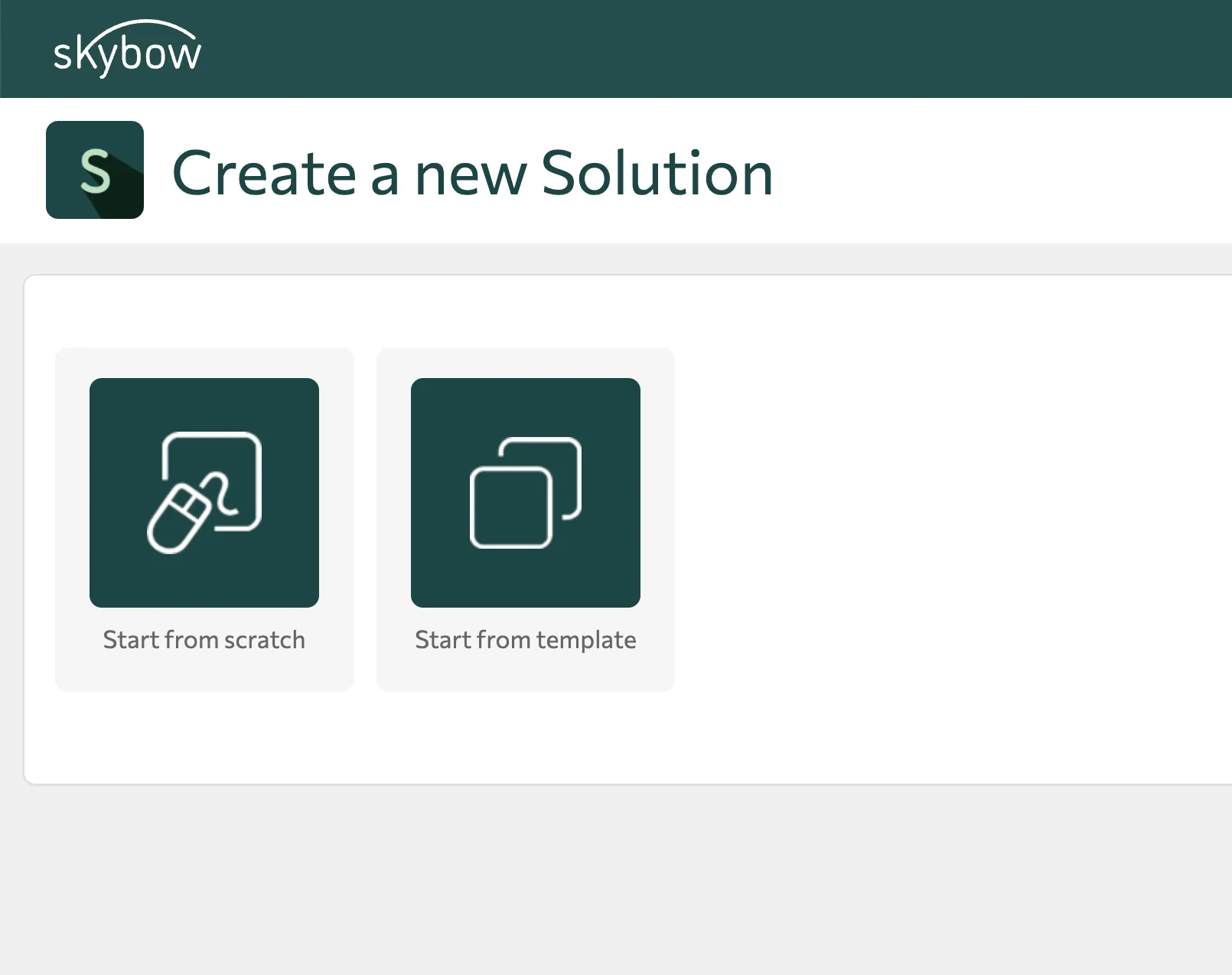 skybow screenshot where you can select if you want to start from a template or from scratch