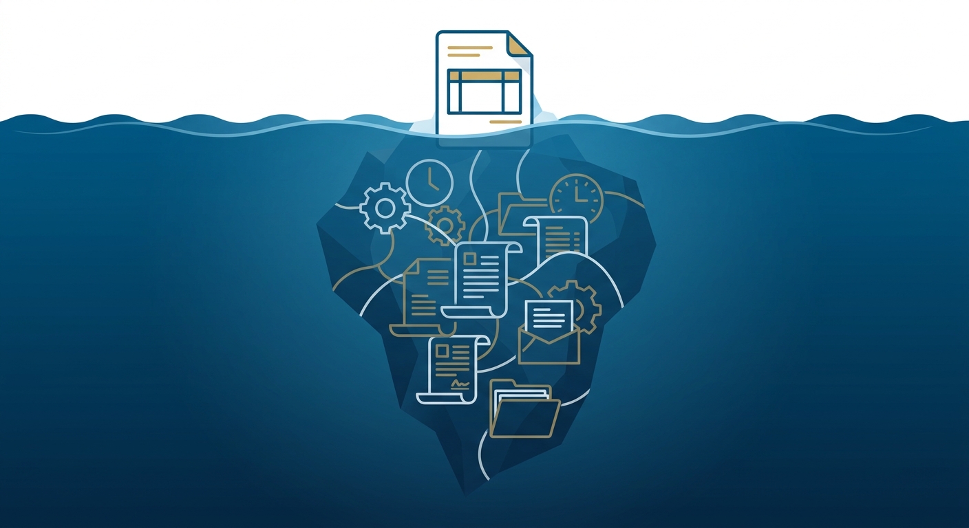 Iceberg illustration showing visible recruitment agency cost above waterline and hidden costs below