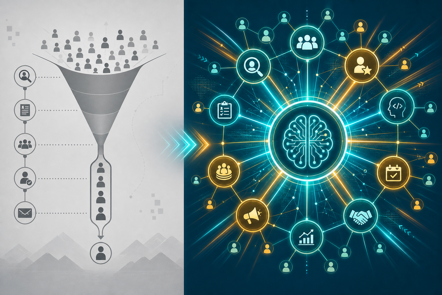 Traditional RPO versus AI-powered RPO services India comparison illustration