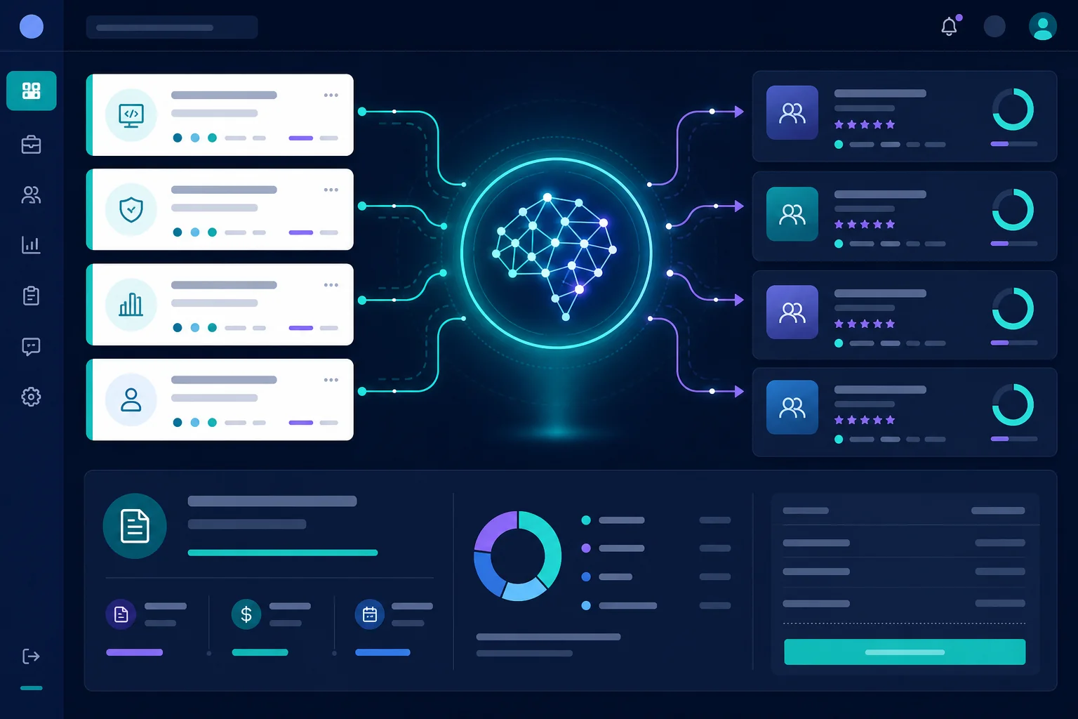 AI-powered recruitment marketplace dashboard showing unified vendor management and intelligent agency matching