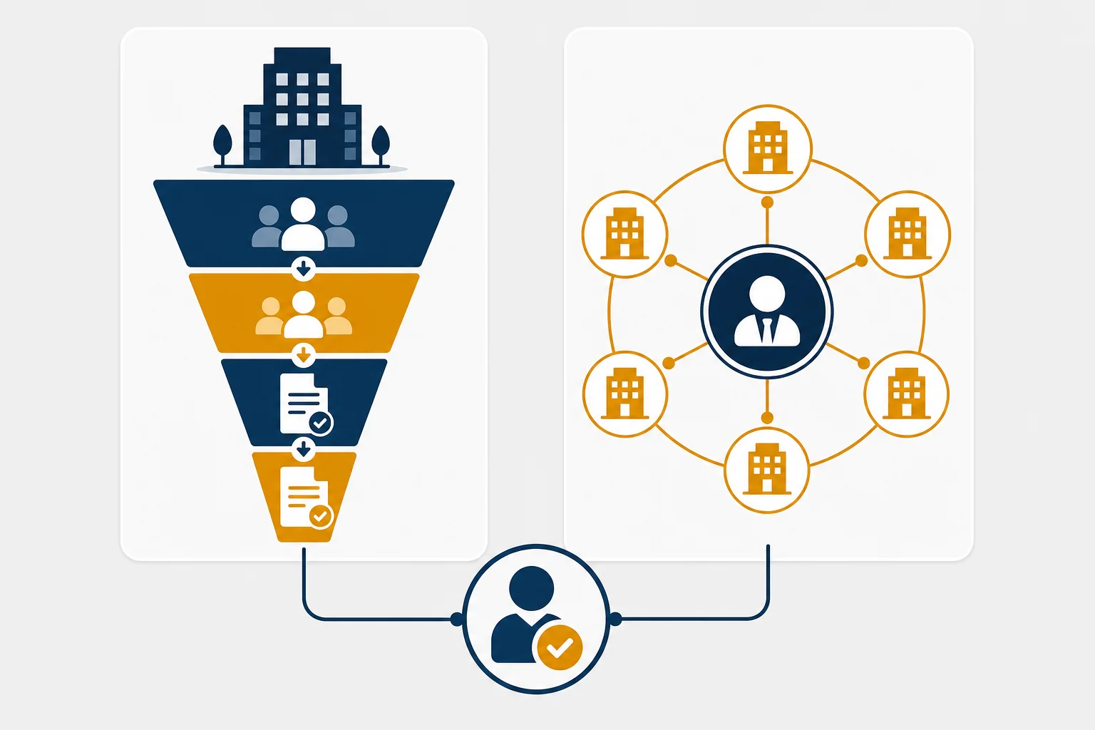Side-by-side comparison diagram of RPO and MSP recruitment models showing ownership, cost, and vendor management differences