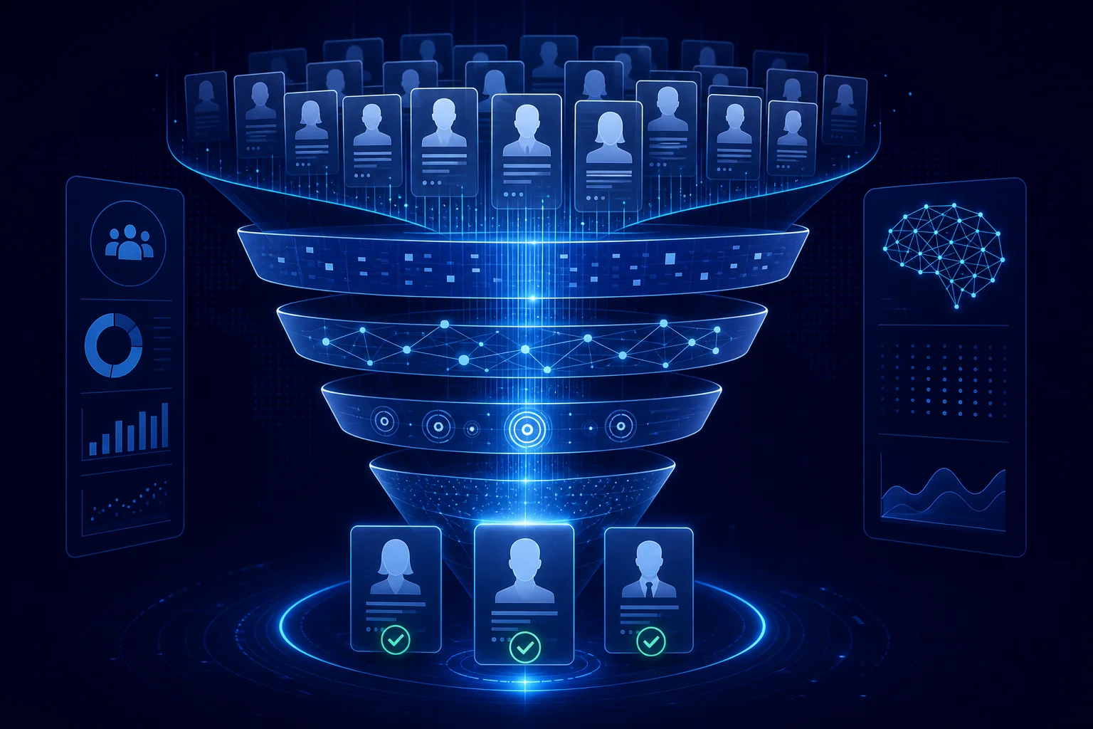 AI screening layer processing candidate profiles for GCC talent acquisition across multiple geographies