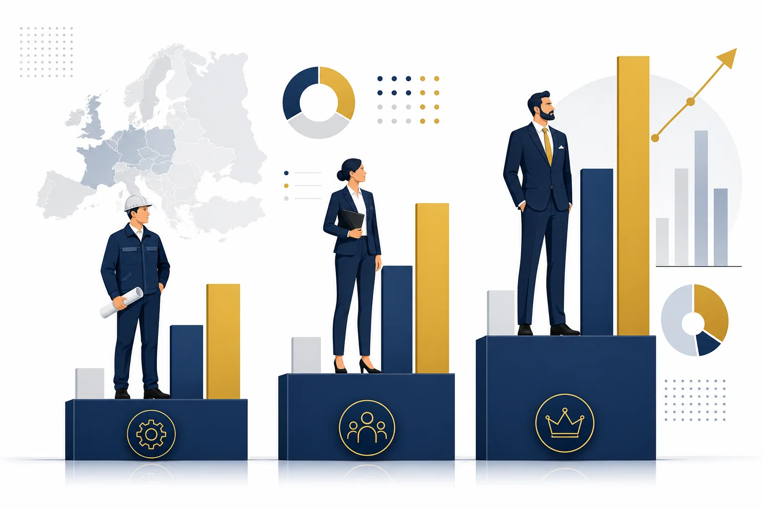 Salary benchmark chart for key roles in Germany, software engineers, sales managers, finance managers, and country managers with EUR and INR ranges