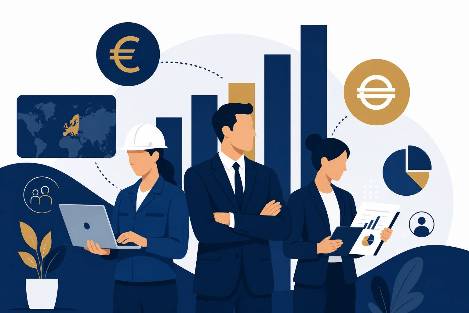 Salary benchmarking illustration for Hungary roles showing compensation data for engineers, managers and analysts