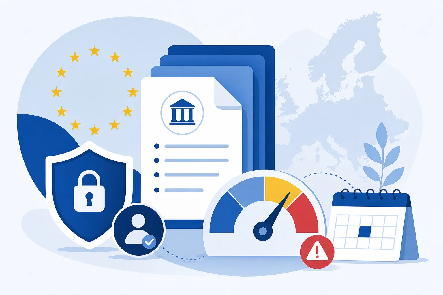 Compliance and payroll complexity illustration showing regulatory layers, data protection shield and payroll cycle elements for Hungary