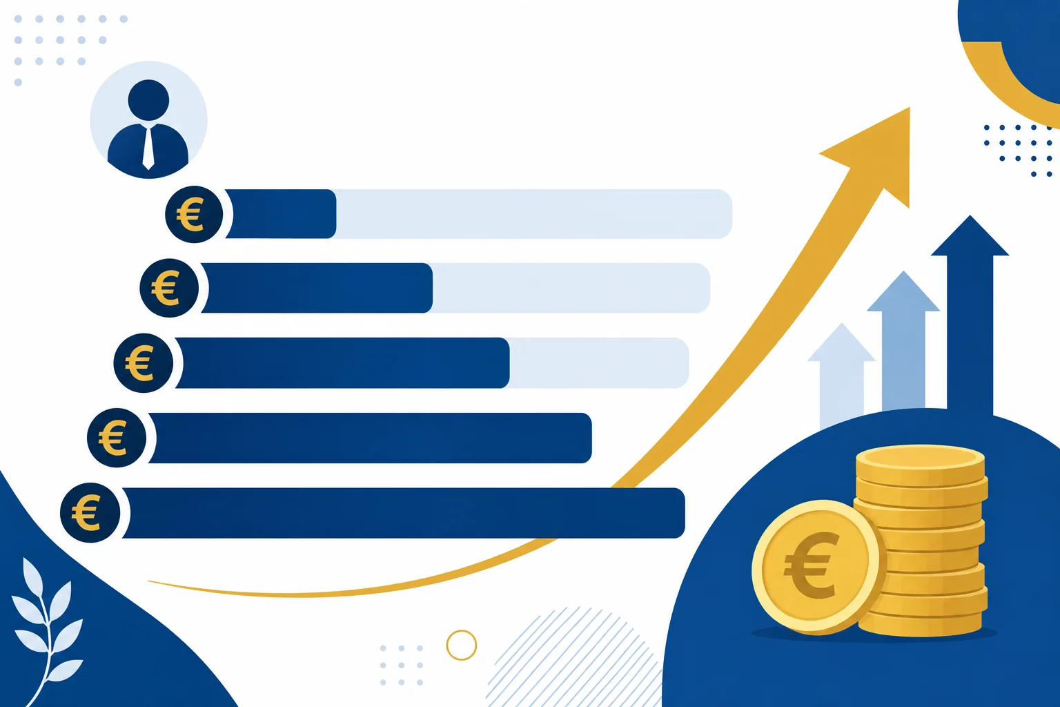 Salary benchmark visualization showing compensation tiers for different roles in Belgium, represented as comparative bar charts