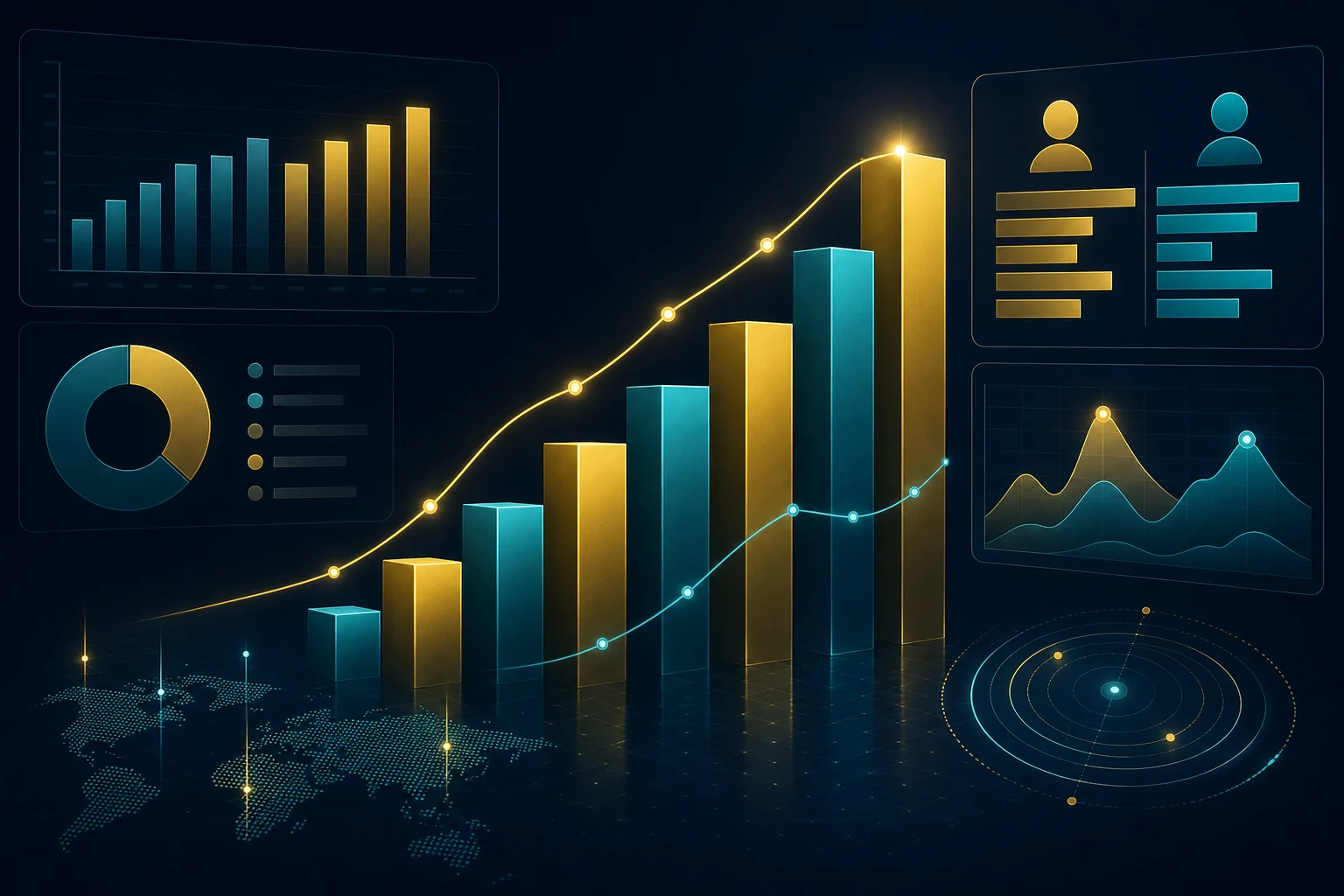 Abstract salary benchmark data visualization showing compensation ranges across professional roles in Cyprus