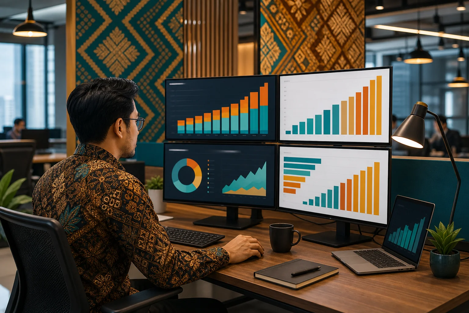Salary benchmark data visualization for Indonesia roles showing compensation ranges by function