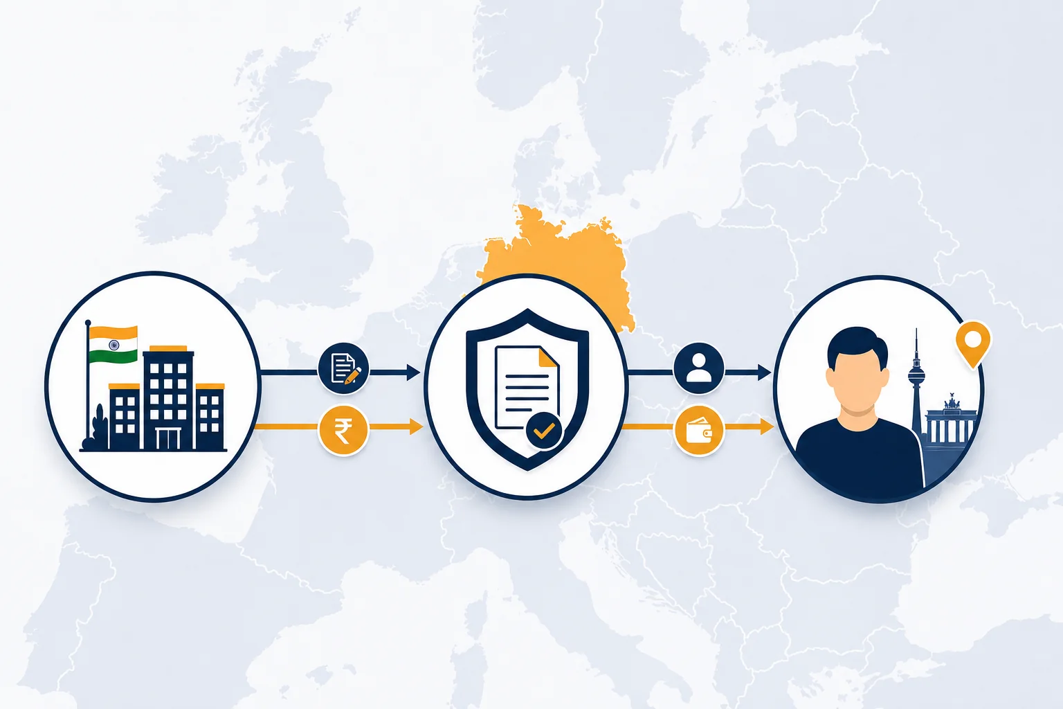 Employer of Record structure connecting Indian company to Germany-based employee through a legal intermediary