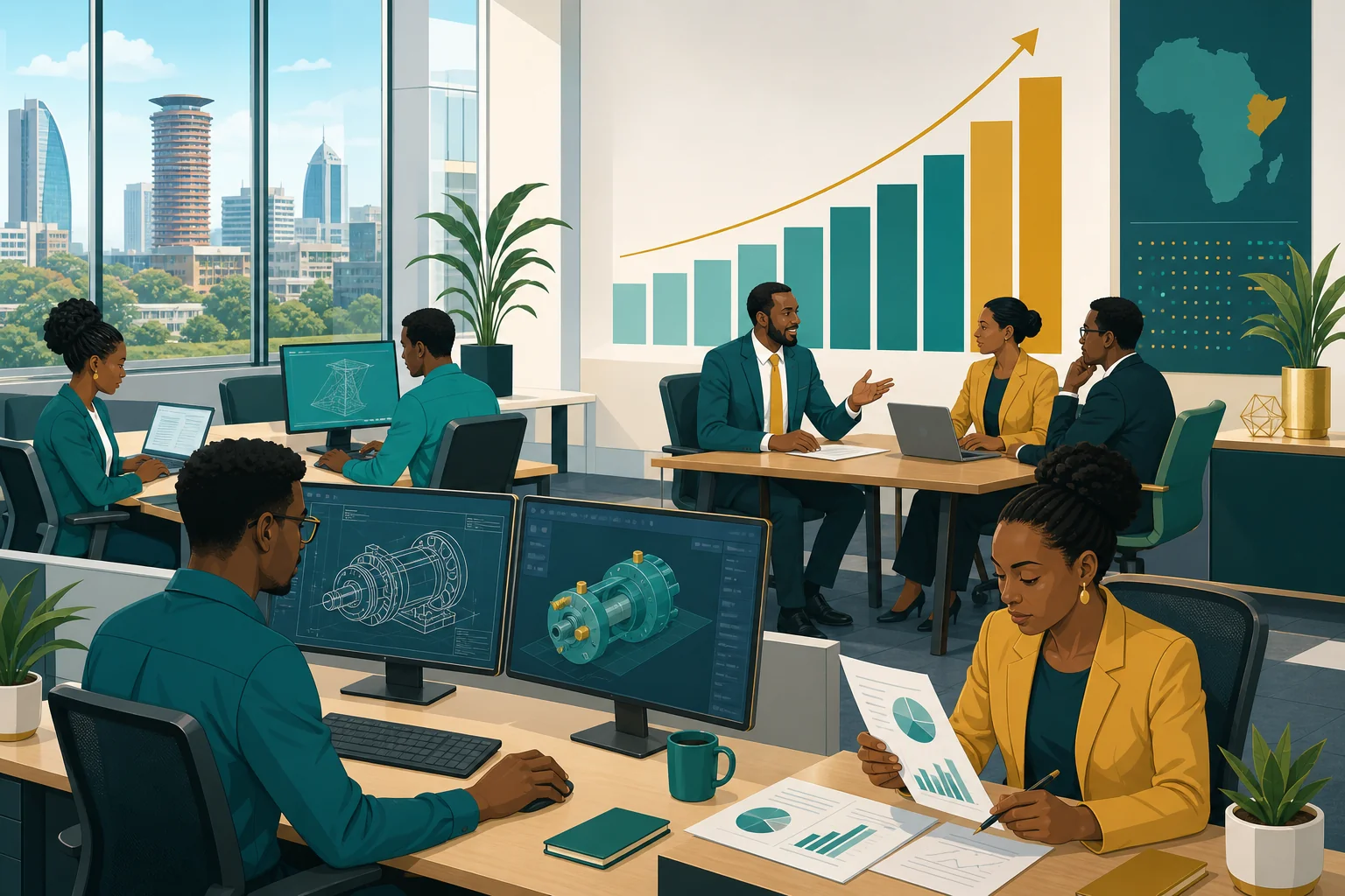 Salary benchmark illustration showing professional roles and compensation tiers for Uganda hiring
