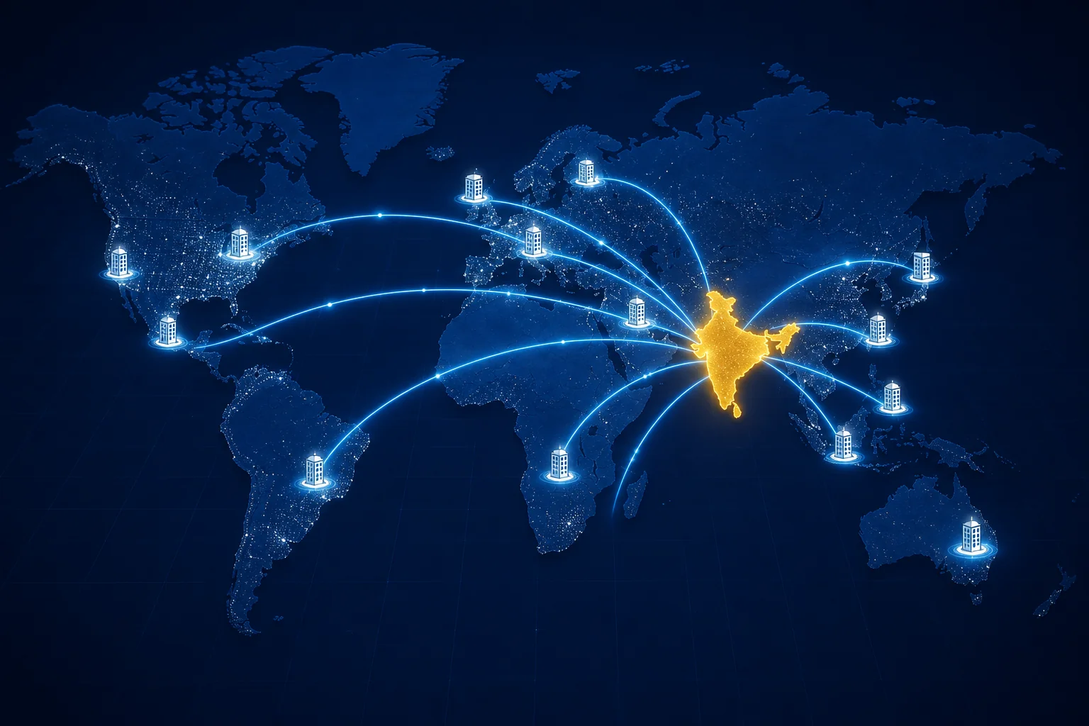 India-headquartered company with global hiring connections radiating to multiple countries across APAC, EMEA, LATAM, and North America