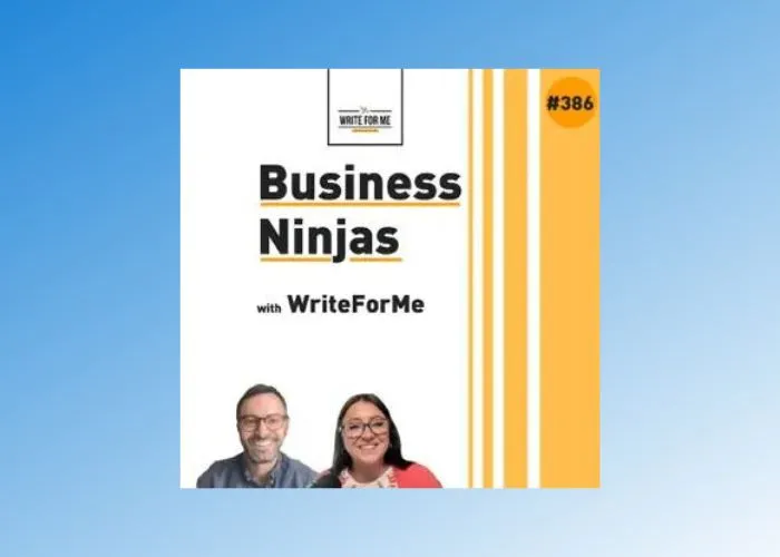 “Jason Lavender, Co-Founder + CEO of Electives, in Business Ninjas” on blue background. The Business Ninjas podcast graphic with Jason Lavender and interviewer Kelsey McDonald appear below the text.