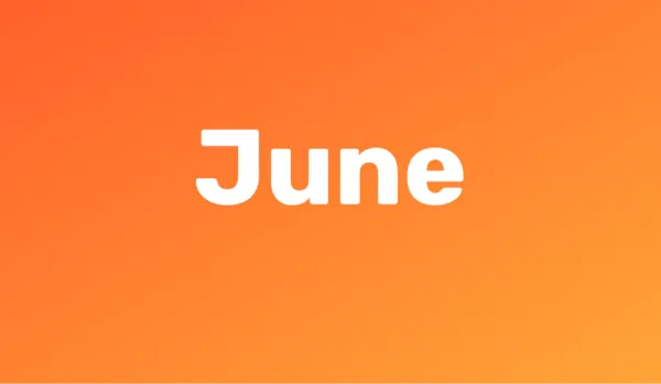 “June” in white type on an orange background