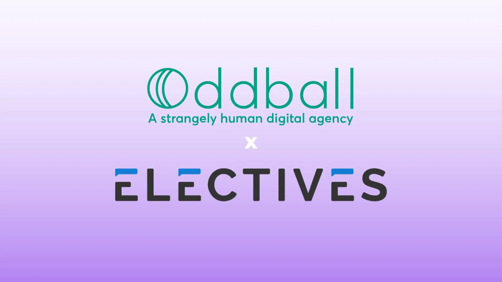 The Oddball and Electives logos on a gradient purple background