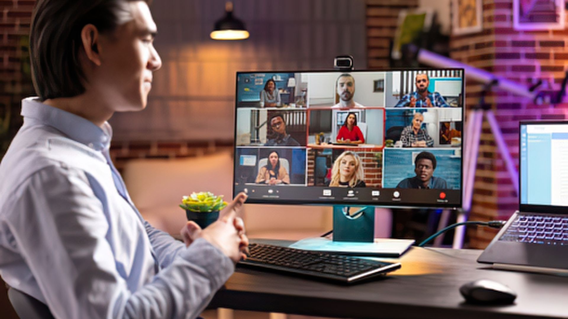 A person is participating in a virtual AI training program.
