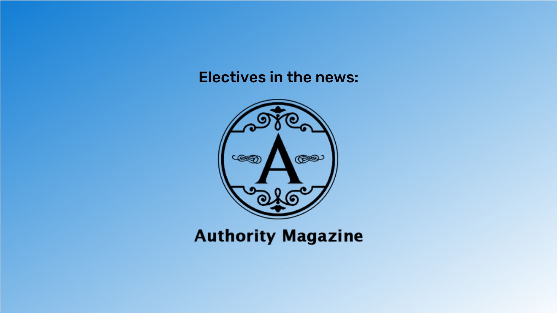 Authority Magazine logo in black on blue background
