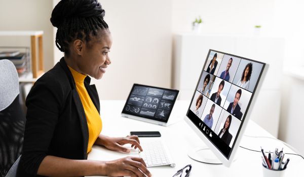 We're looking at the profile of a women participating in a virtual training.