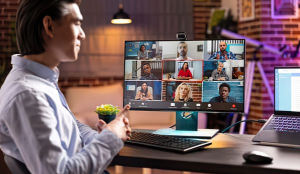 A person is participating in a virtual AI training program.