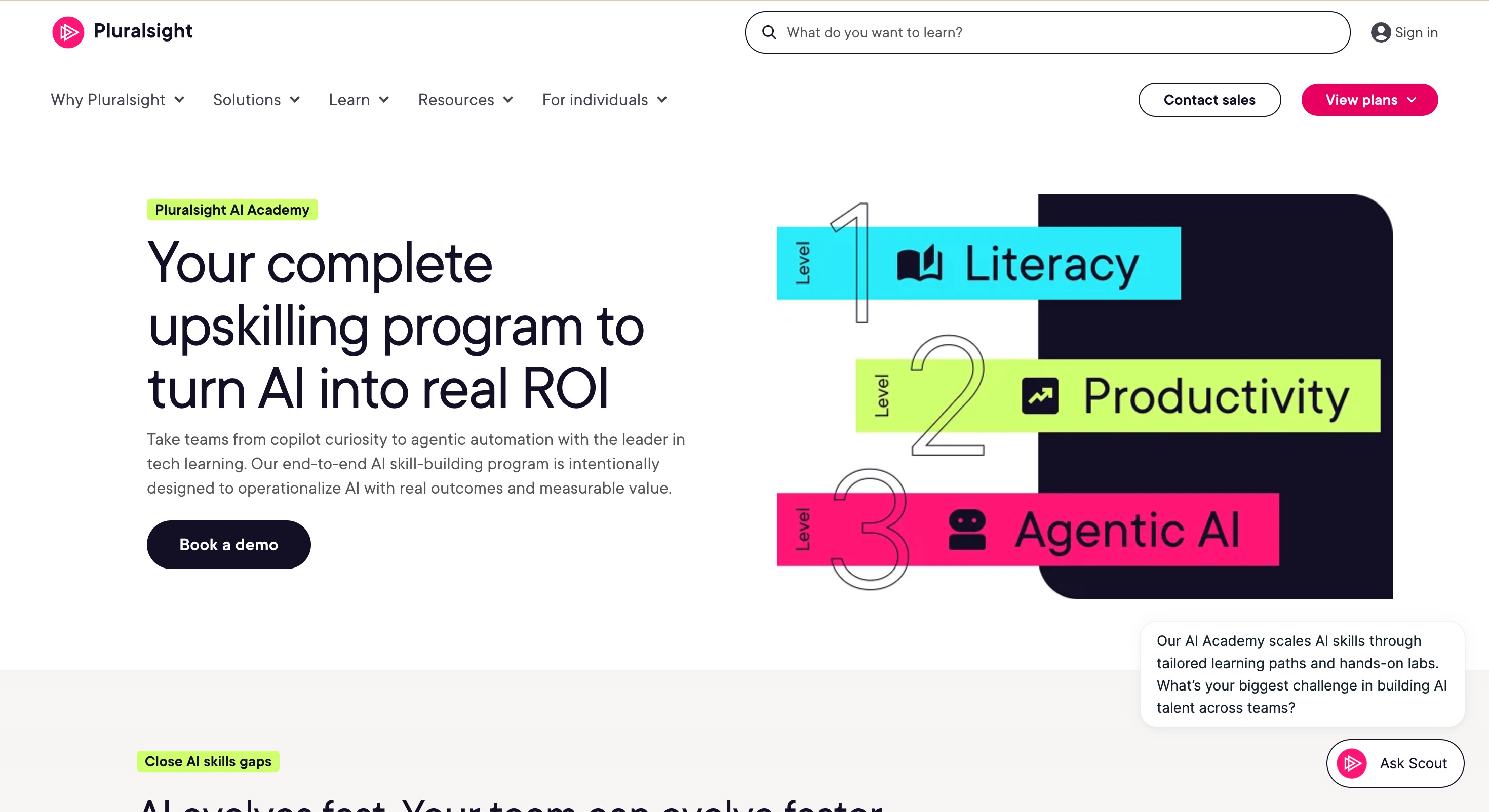 Pluralsight AI Academy — technical skills platform