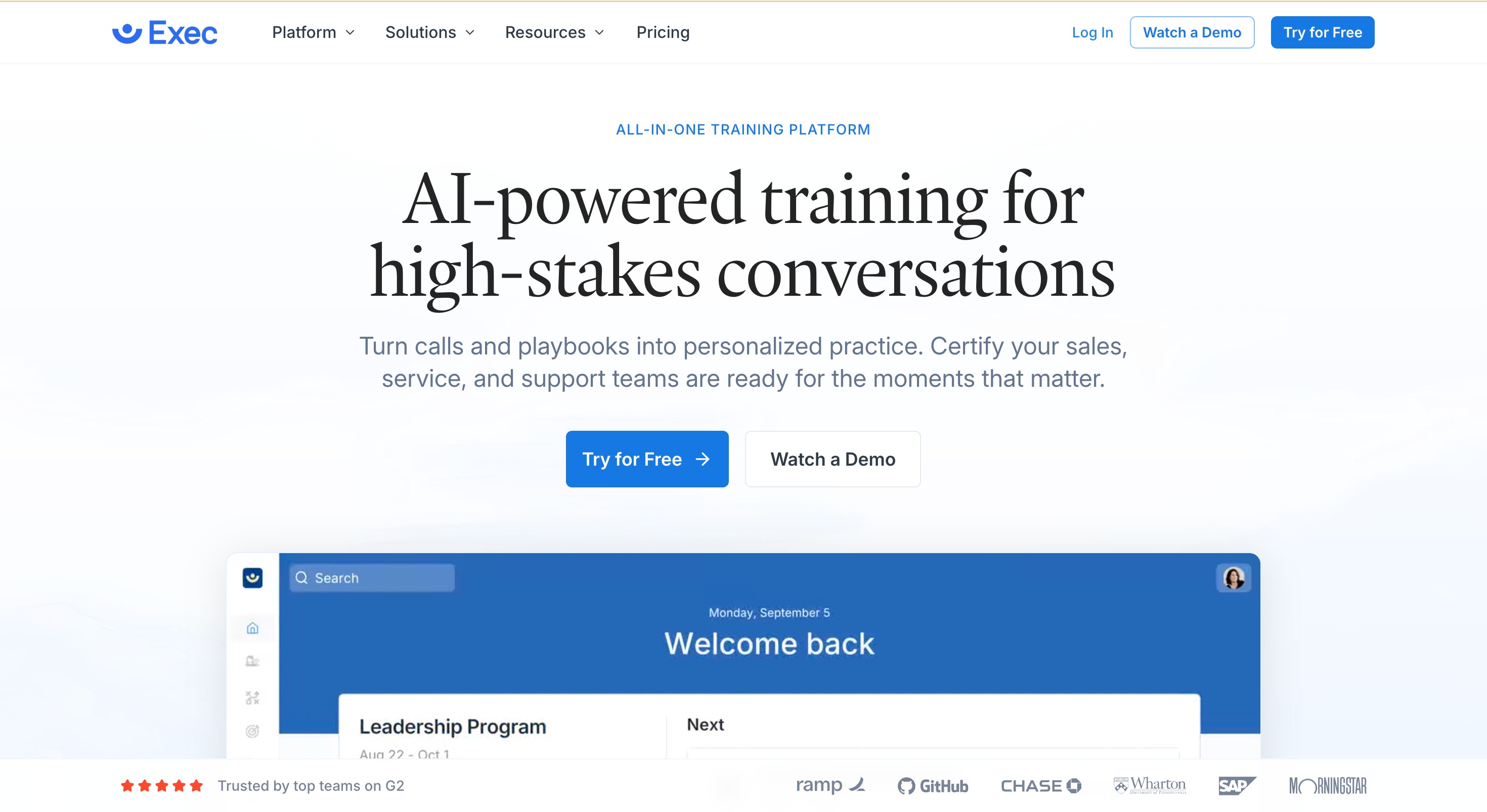 Exec — AI roleplay simulation