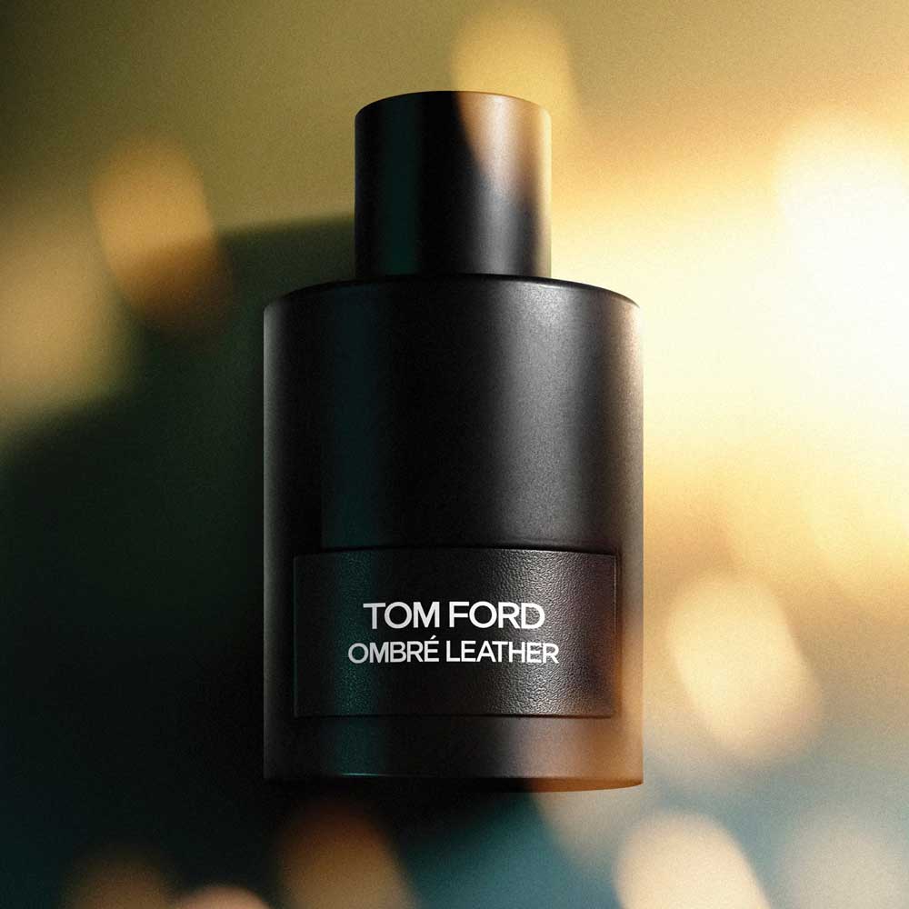 Black Tom Ford Ombré Leather perfume bottle. Image courtesy of Plural, NYC - Social Media Marketing and Content Production Studio.